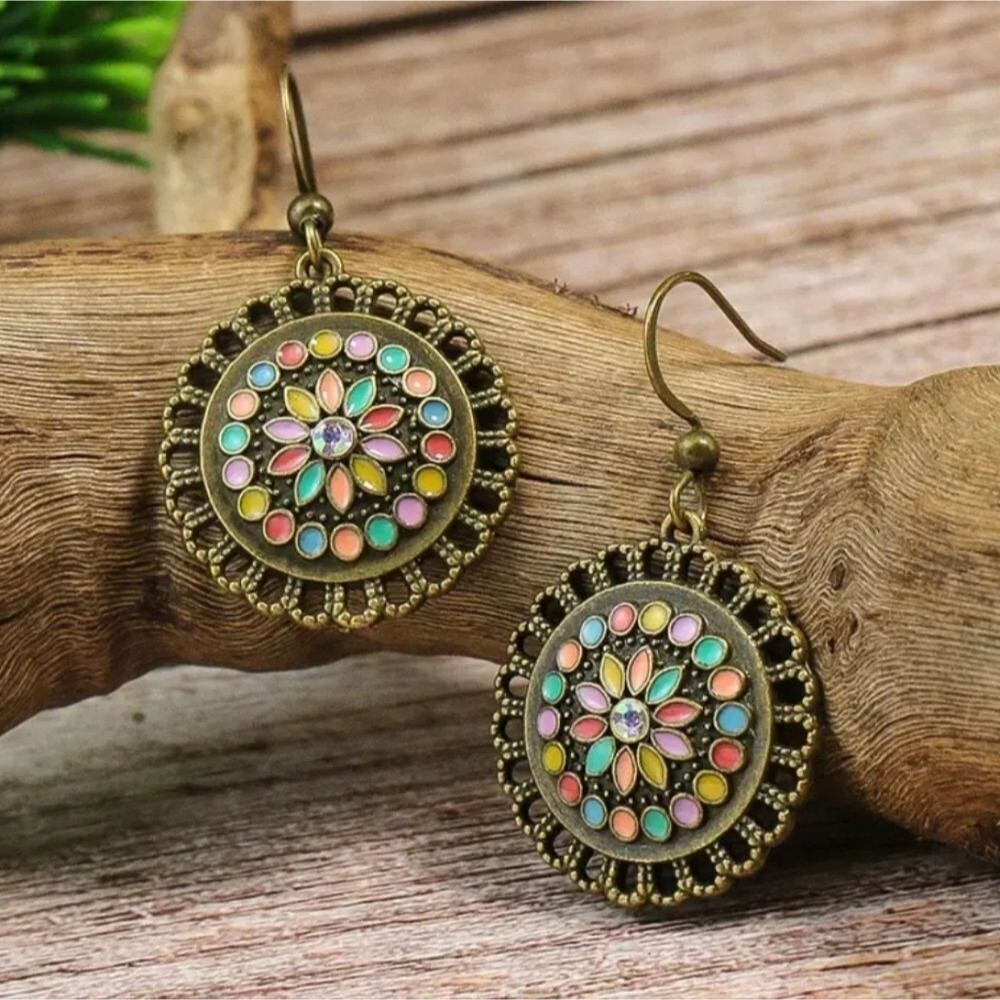 Bronze Mandala Earrings minimalist